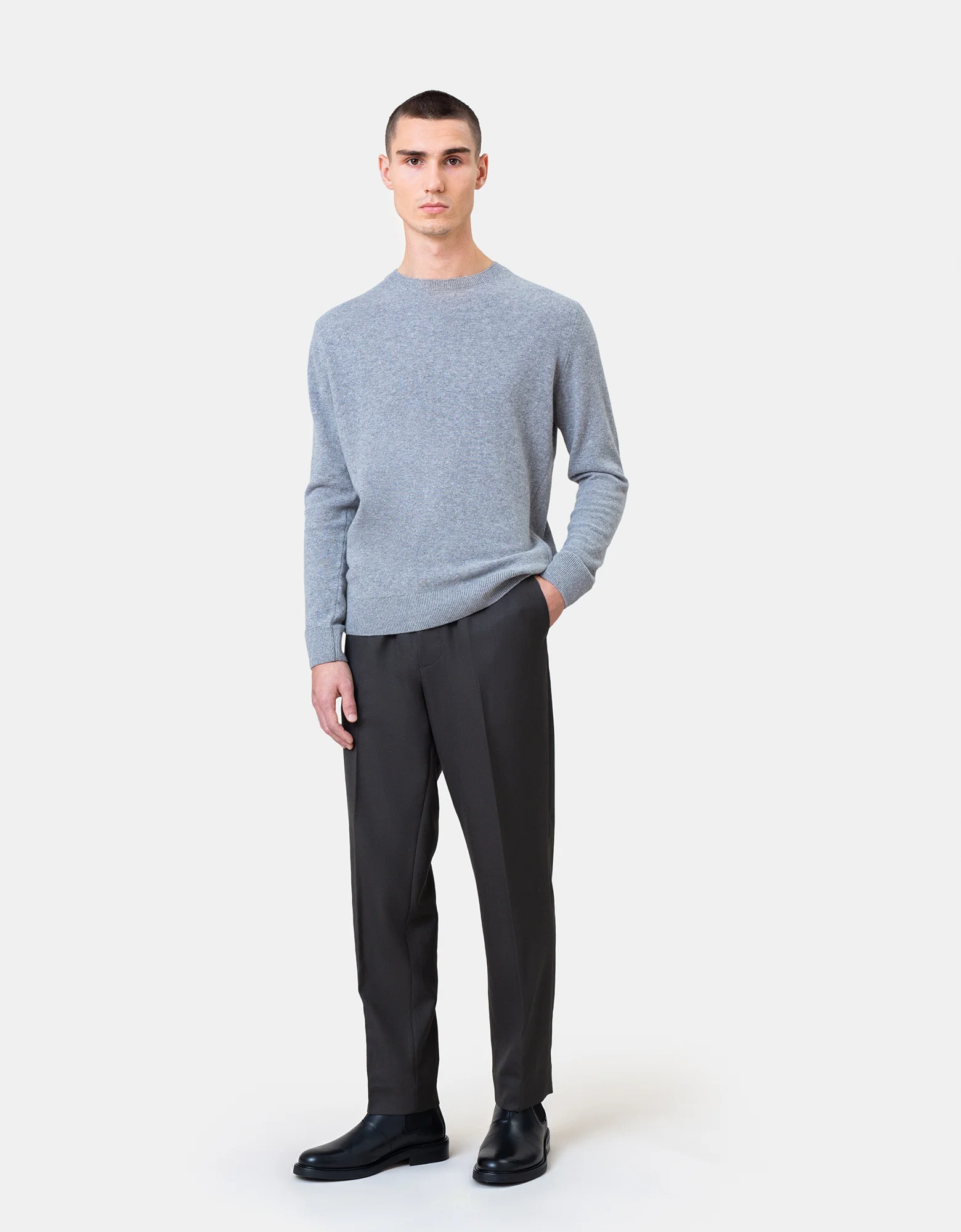 Light Merino Wool Crew - Faded Pink - Image 3