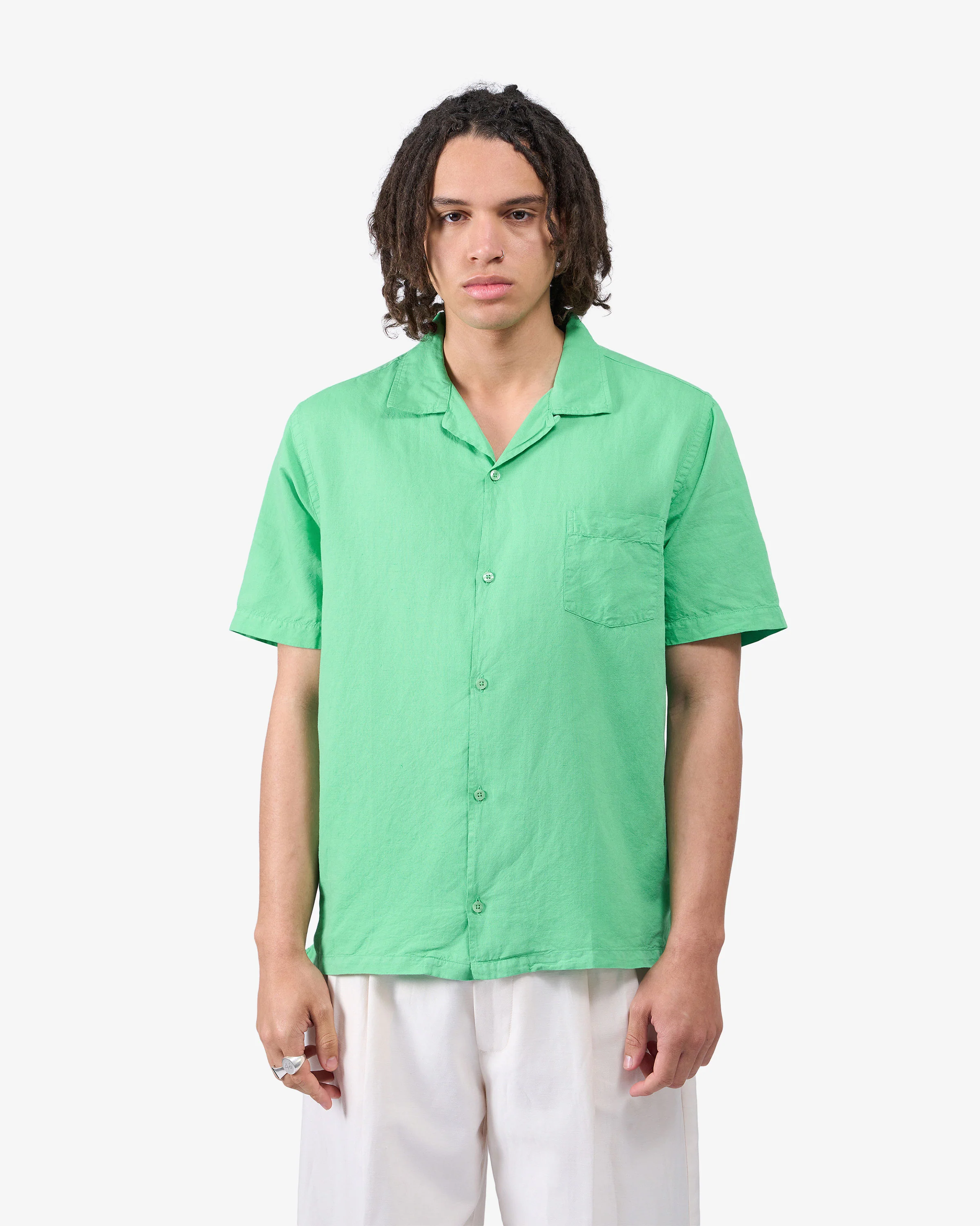 Linen Short Sleeved Shirt - Faded Pink - Image 2
