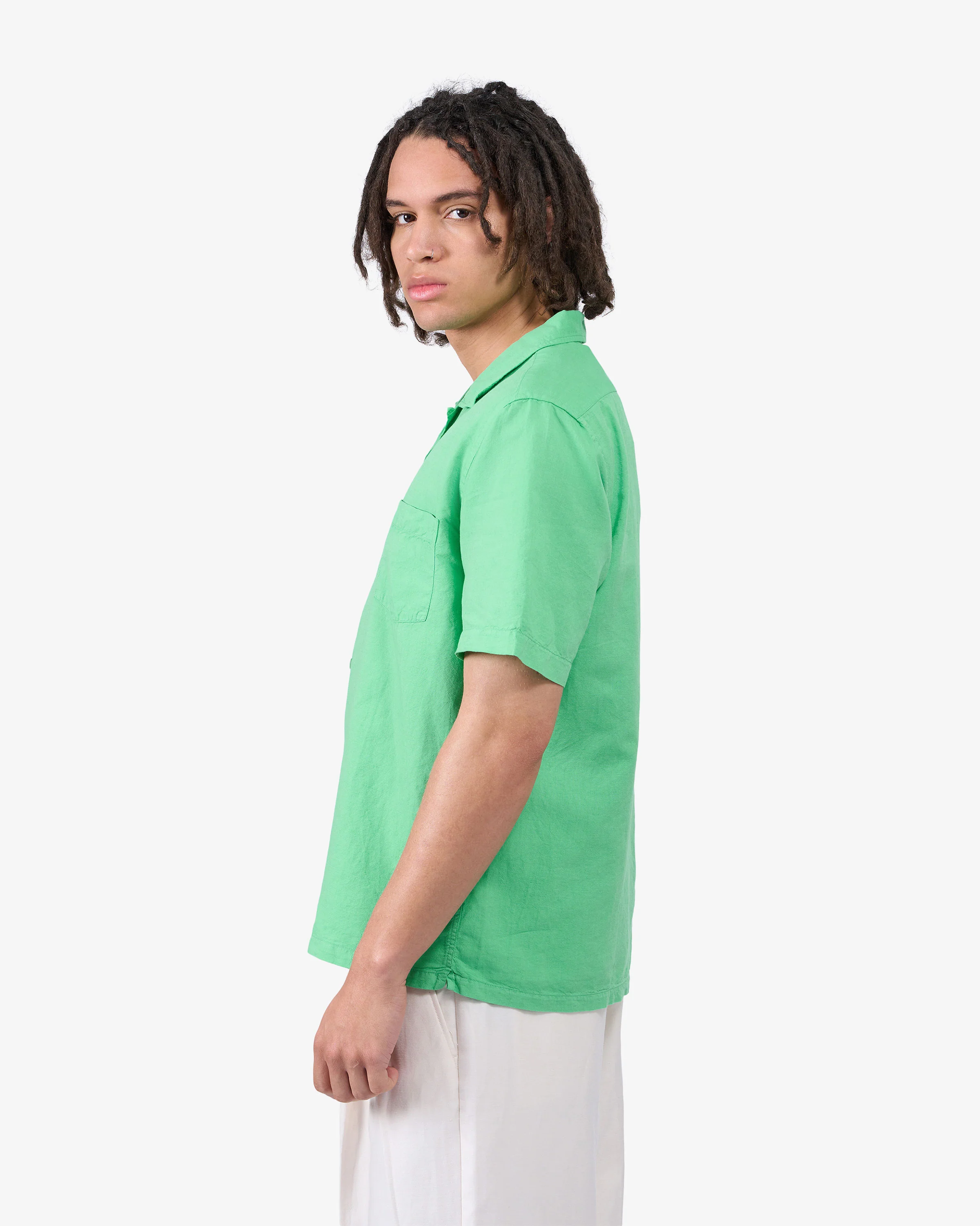 Linen Short Sleeved Shirt - Faded Pink - Image 3