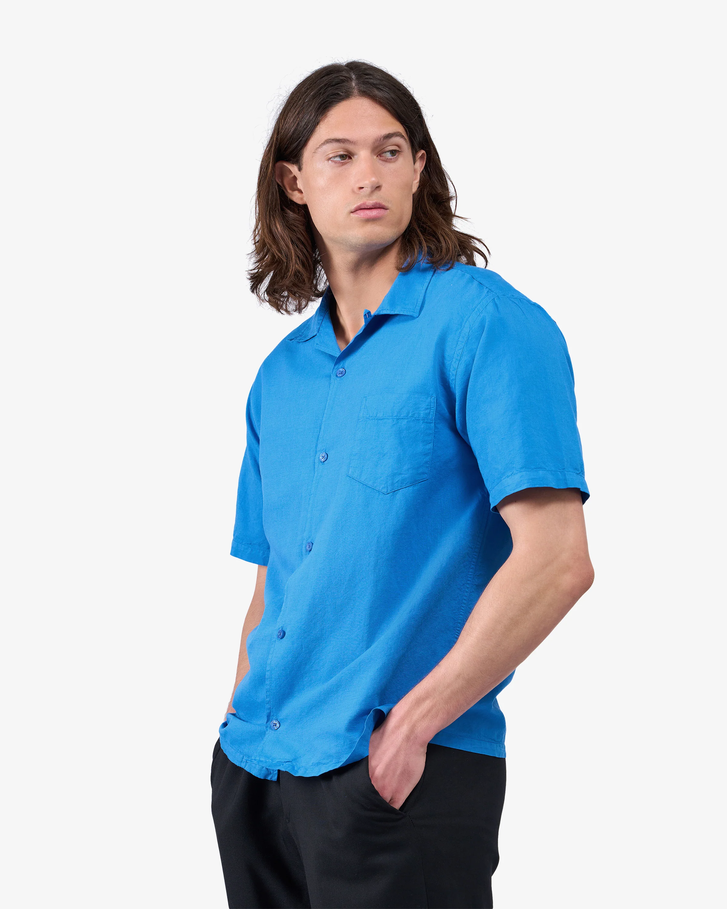 Linen Short Sleeved Shirt - Purple Haze - Image 5