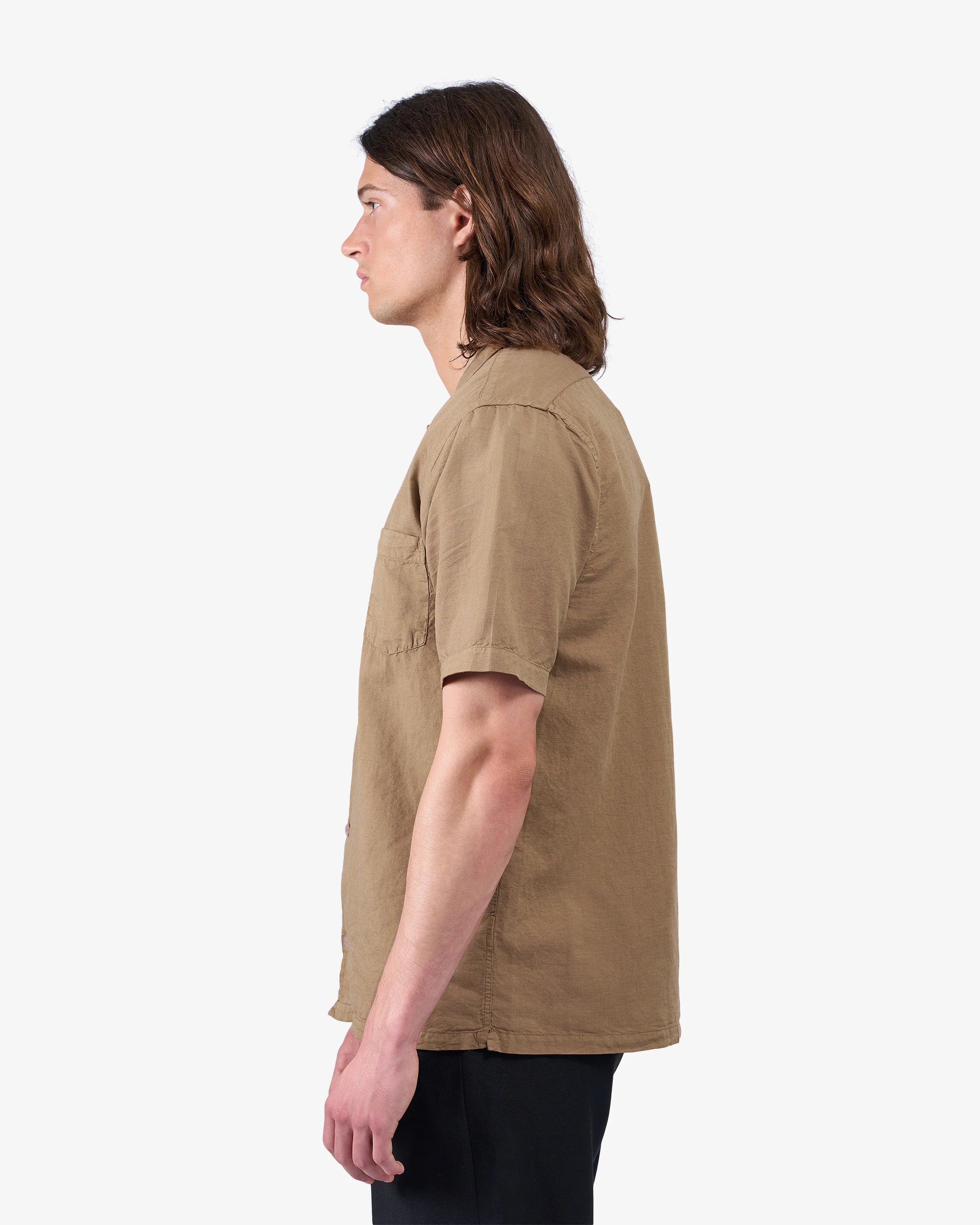 Linen Short Sleeved Shirt - Steel Blue - Image 3