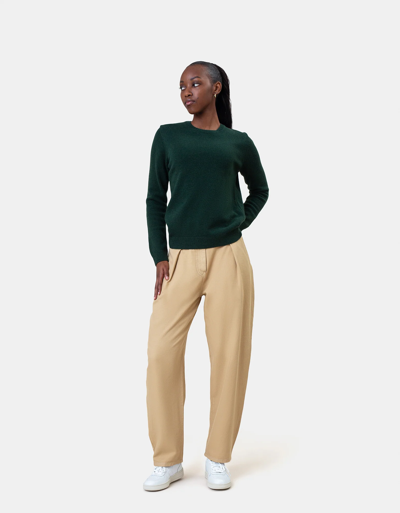 Women Classic Merino Wool Crew - Scarlet Red - Image 3