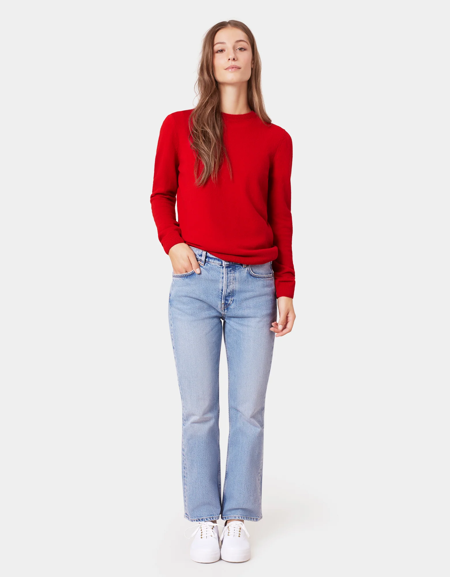 Women Light Merino Wool Crew - Ocean Green - Image 3