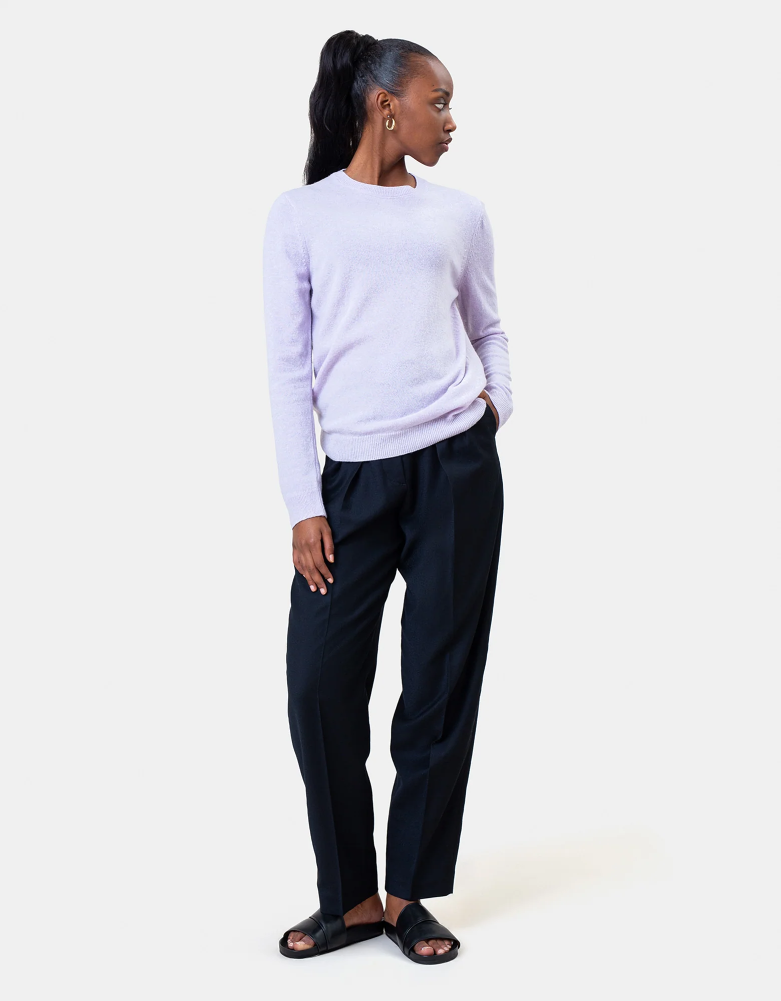 Women Light Merino Wool Crew - Warm Taupe - Image 2
