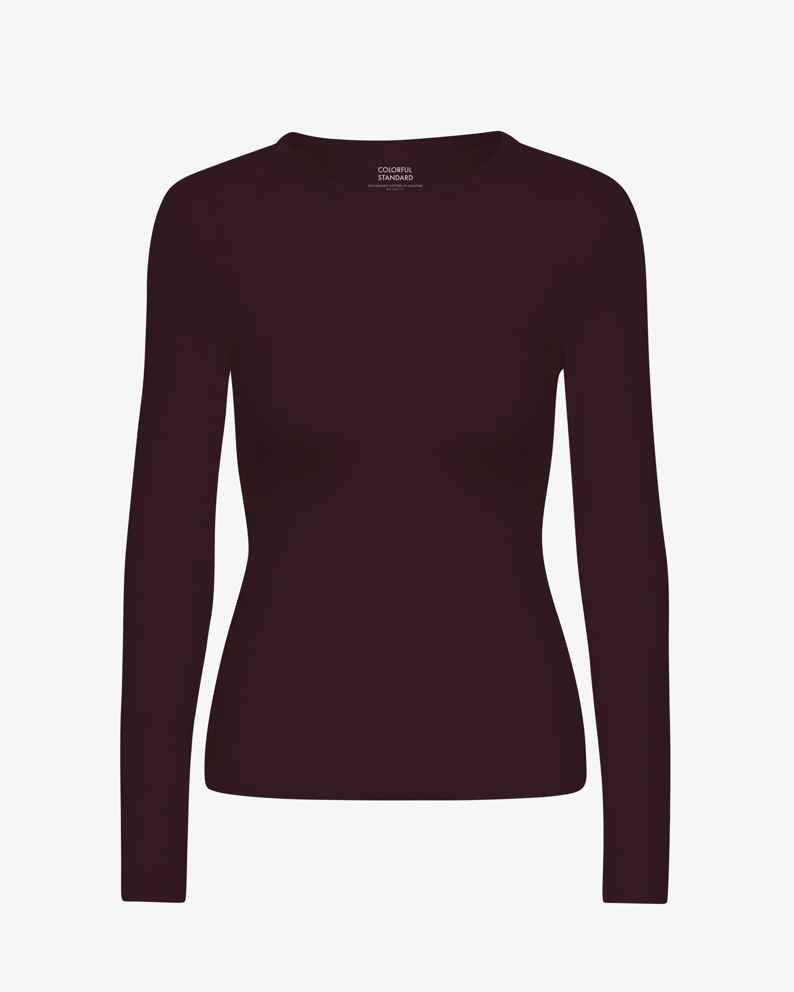 Women Organic Rib LS T-Shirt - Oxblood Red