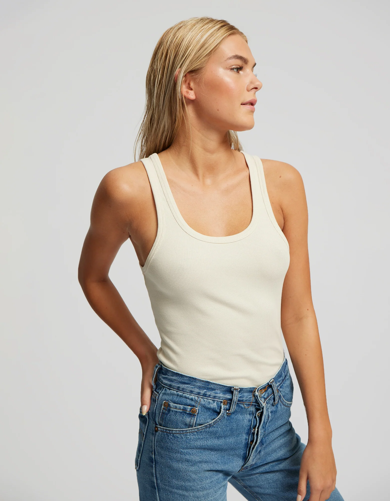 Women Organic Rib Tank Top - Coffee Brown - Image 3